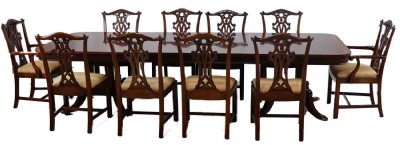 Inlaid Banded Double Pedestal Dining Set