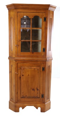 Primitive Style Solid Pine Corner Cabinet