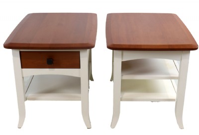 Pair of Cherry Top White Painted Framed End Tables