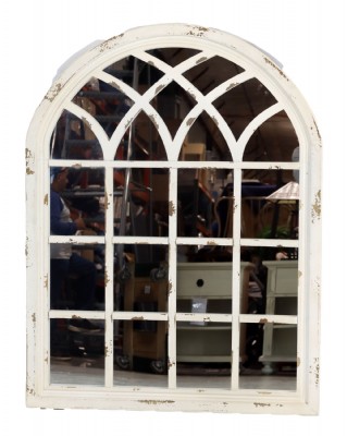 Wooden Framed Arched Mirror