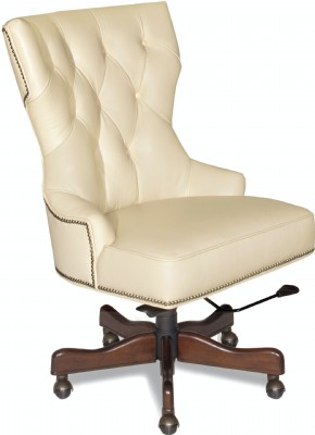 Tufted White Leather Desk Chair