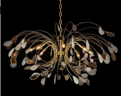 Agate and Brass 8 light Chandelier