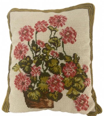 Floral Needlepoint Throw Pillow