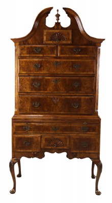 Antique Burled Bonnet Highboy