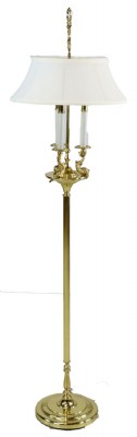 Brass Dolphin Lamp with Silk Shade