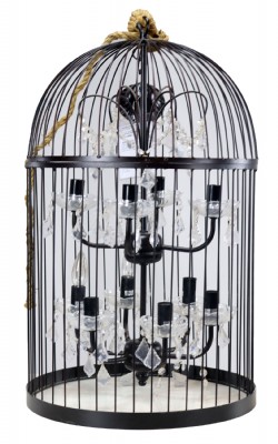 Nine Light Wire Bird Cage Chandelier