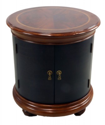 Round Inlaid Faux Crocodile End Table