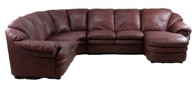 Italian Leather Four Piece Sectional with Chaise