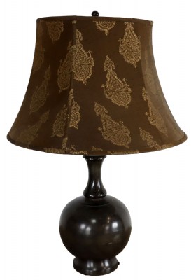 Brown Ceramic Gourd Lamp with Brown Shade