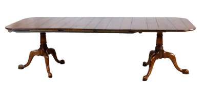 Distressed Plank Top Double Pedestal Dining Set