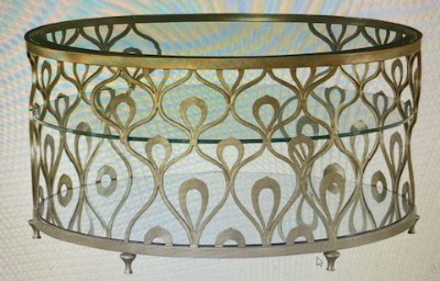 Bob Mackie Round Metal & Mirror & Glass Top Cockta