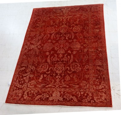 Orange Red SIlk &  Wool Tabriz Area Rug