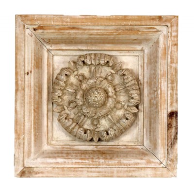 Framed Bleached Wooden Medallion