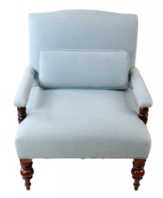 Custom Powder Blue Linen Club chairs