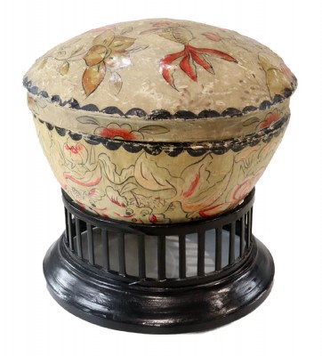 Asian Style Paper Mache Hatbox with Stand