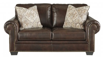 brown leather loveseat