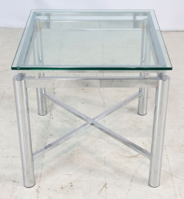 Glass Top Chrome Accent Table