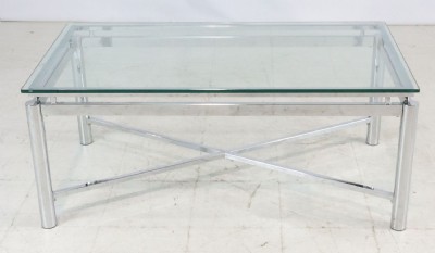Glass Top Chrome Cocktail Table