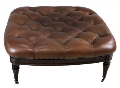 Brown Tufted Leather Otooman