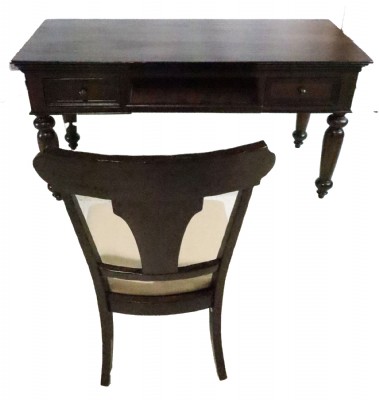Distressed Wood Writing Desk with Chair