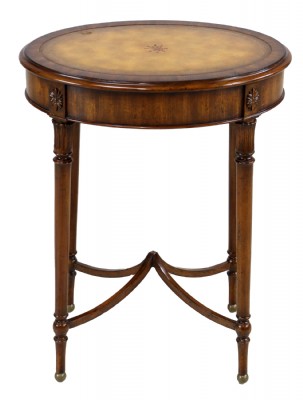 Embossed Leather Top Oval Table