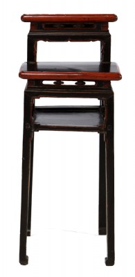 Asian Style Black & Red Painted Pedestal Stand