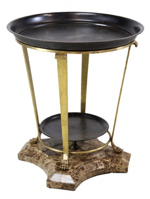 Marble Base Round Metal Tray End Table