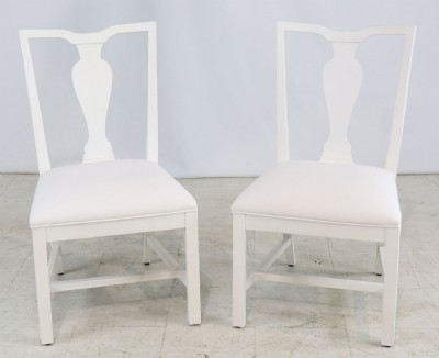 Set of Two White Dining Chairs