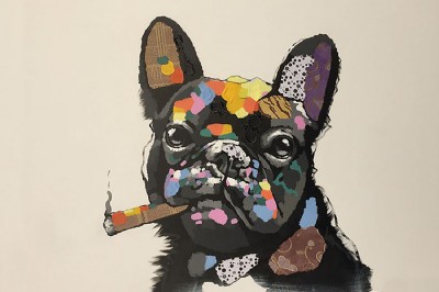 Frenchie Smoking Cigar Painting