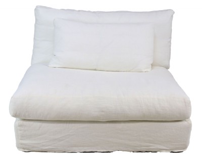 Armless White Linen Lounge Chair