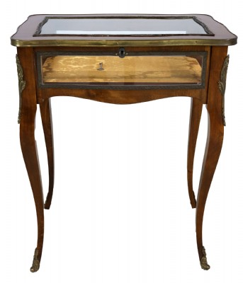 Vintage French Inlaid Display Table