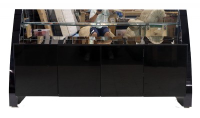 Art Deco Black Glass Credenza