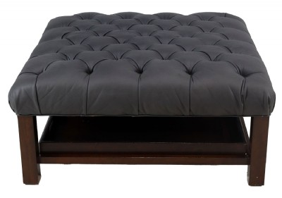 Charcoal Grey Tufted Ottoman