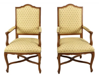 French louis xvi moire arm chairs