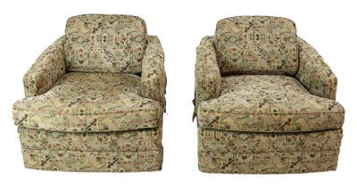 Pair of Upholstered Swivel Chairs