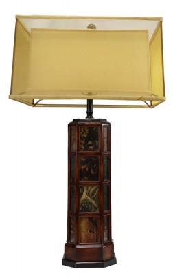 Double Silk Shade Wooden Table Lamp