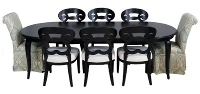 Black Painted Oval Dining Set