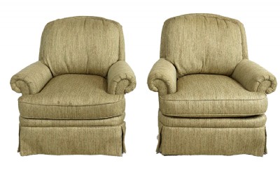 Sherrill Furniture Light Green Tweed Swivel Rocker