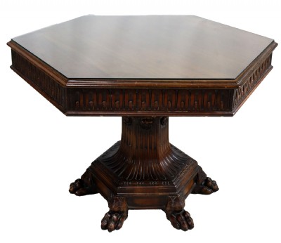 Antique Oak Hand Carved Center Table
