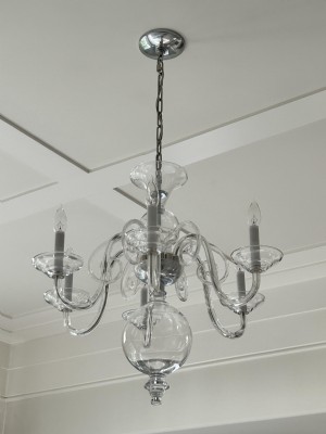 Six Light Glass Bulb Chandelier