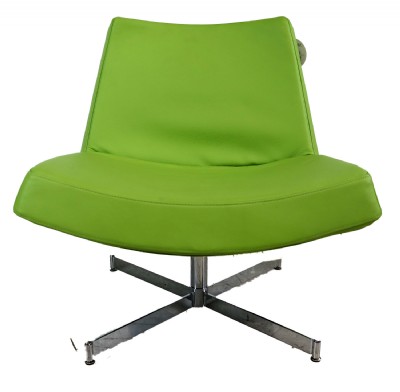 Modern Lime Green Leather Swivel Chair