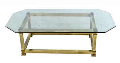 LaBarge Glass Top & Brass Cocktail Table