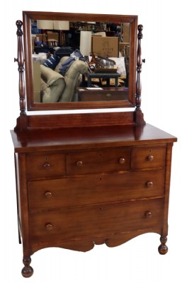 Antique Mahogany Dresser With Mirror