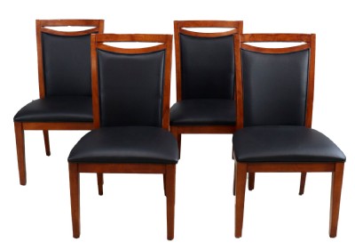 Set of Four Black Faux Leather Dining Chairs