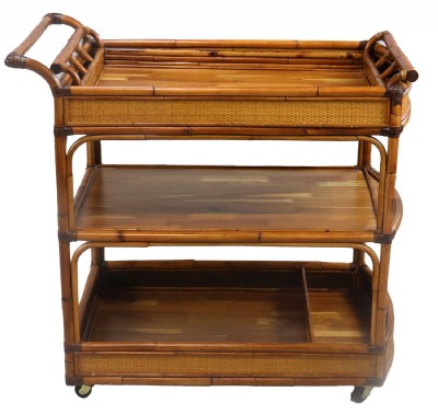 Bamboo Tea Cart on Casters