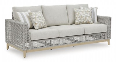 Light Gray Woven Wicker Sofa