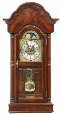 Sligh Mahogany Moon Dial Chiming Wall Clock