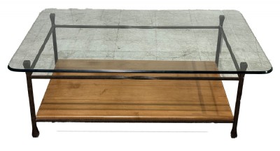 Glass Top Metal & Wood Framed Cockatil Table