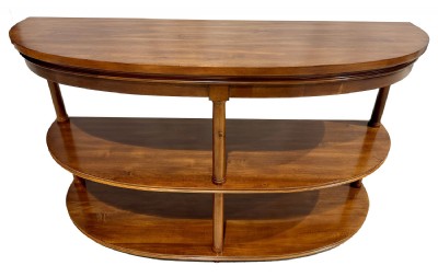Three Shelf Wooden Demilune Console