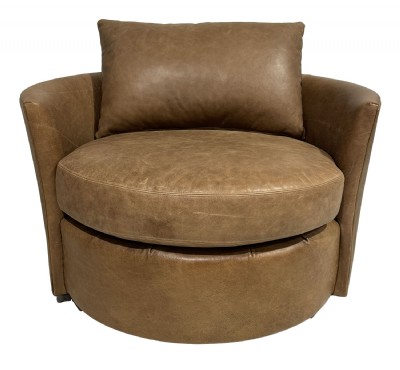 Century Quinn Tan Leather Swivel Chair